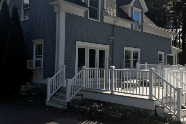 Townhouse looking at back yard from side porch